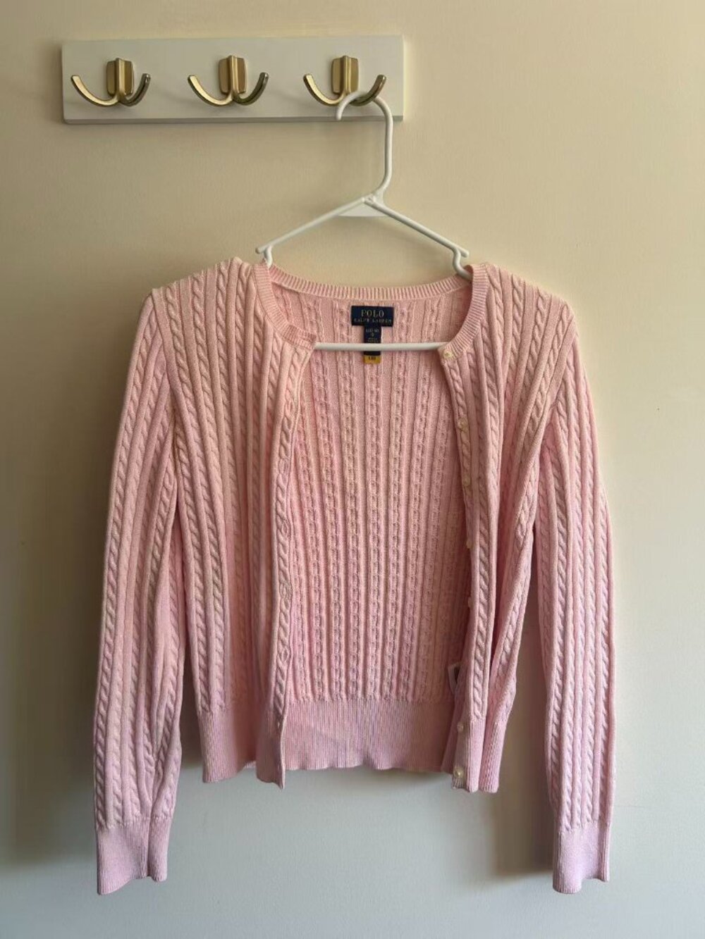 Polo Ralph Lauren Girls Pink Cable Knit Cardigan